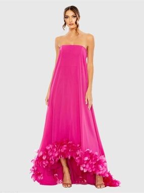 Mac Duggal 13001 Strapless Flare Feather Hem Gown sz 16 NWD